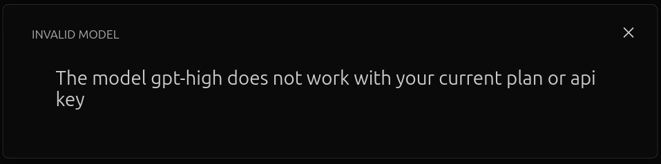 The model does not work with your current plan or api key